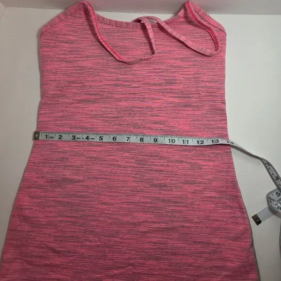 Lululemon Power Y Heathered Pink Racerback Tank w/ Built-In Bra - Picture 8 of 10